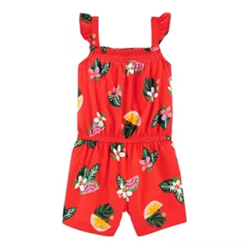 3 MONTHS | Red tropical floral Carter’s baby girl romper